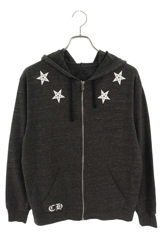 クロムハーツ サイズ:L  SWTSHRT HD ZIP スタープリントダガージップパーカー 中古 OS06