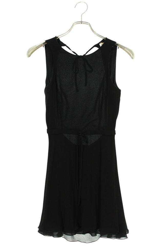 サンローランパリ サイズ:F34  23SS  729754 Y103W バックオープンスリーブレスワンピース 中古 BS99