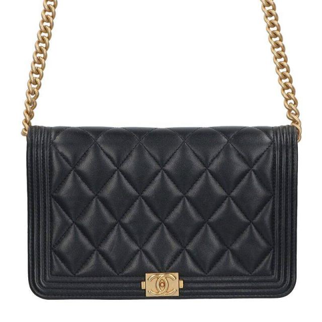 シャネル A81969 ボーイシャネル ラムスキンチェーンウォレット 中古 OM10