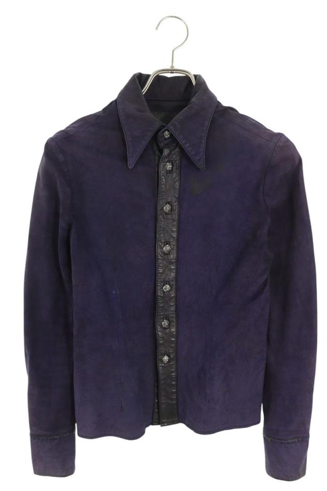 クロムハーツ サイズ:M クロスボールボタンレザー長袖シャツ 中古 SJ02