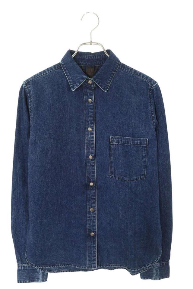 クロムハーツ サイズ:L  LOOSEENDS LS ルーズエンド 袖クロスパッチ付きデニム長袖シャツ 中古 SJ02
