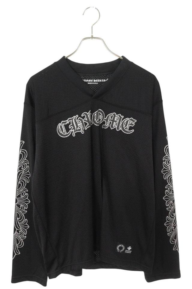 クロムハーツ サイズ:M  MESH WARM UP JERSEY CHプリントメッシュ長袖カットソー 中古 SJ02