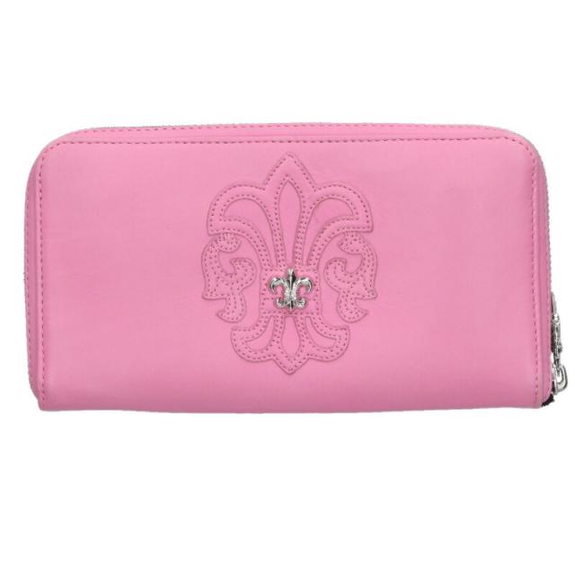 クロムハーツ   REC F ZIP BS BSフレア装飾ラウンドジップレザーウォレット財布 中古 OK15