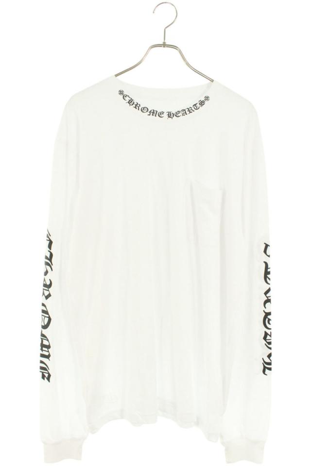 クロムハーツ サイズ:XL  CH L S  1 ネック袖ロゴプリント長袖カットソー 中古 OS06