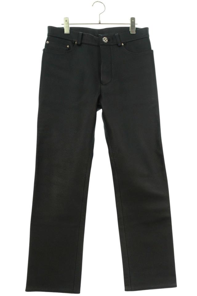 クロムハーツ サイズ:30インチ  LTHR PANTS レザーパンツ クロスボールボタンロングパンツ 中古 GZ11