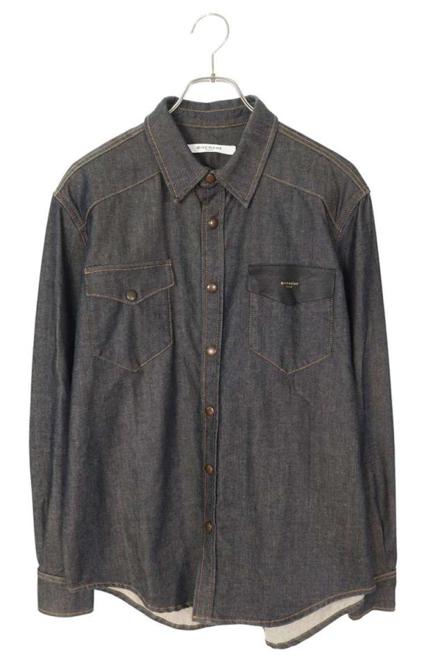 ジバンシィ サイズ:S  15W  15W 0964 477 インディゴデニムロゴポケット長袖シャツ 中古 BS99