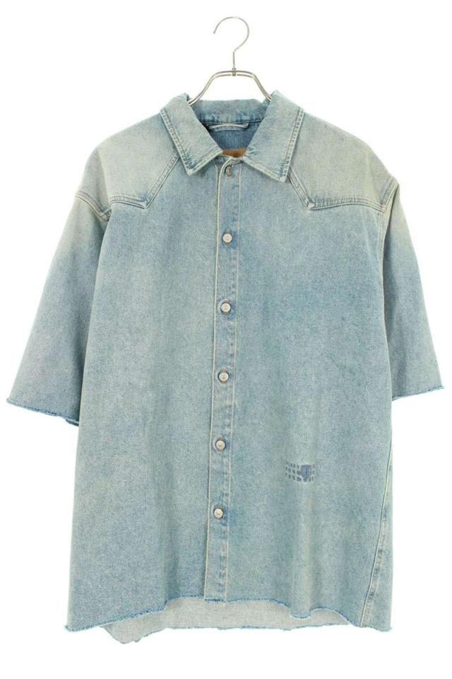 エムエムシックス サイズ:48  SH0DR0006 カットオフウォッシュドデニム半袖シャツ 中古 SB01