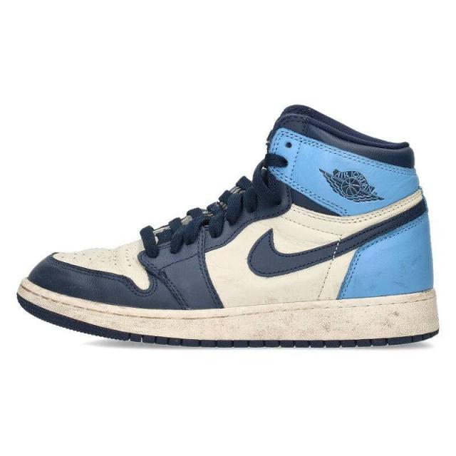 ナイキ サイズ:23.5cm  AIR JORDAN 1 RETRO HI GH OG GS OBSIDIAN 575441-140 エアジョーダン1レトロオブシディアンスニーカー 中古 BS99