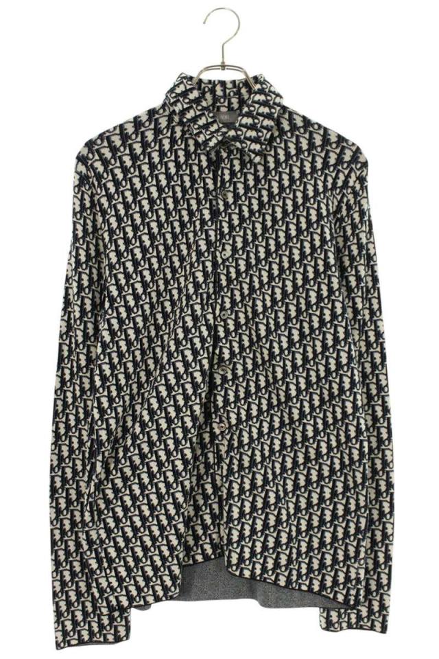 ディオール サイズ:XS 023M550AT099 オブリーク柄総柄ニット長袖シャツ 中古 OM10