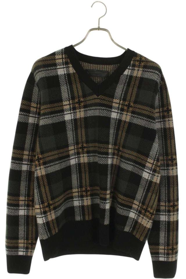 クロムハーツ サイズ:M  BIG CITY チェック柄Vネックニット 中古 SJ02