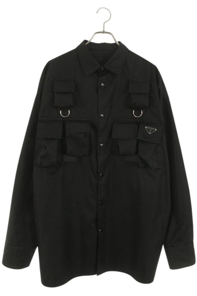 プラダ サイズ:M  SC773 三角ロゴプレートマルチポケット長袖シャツ 中古 OM10