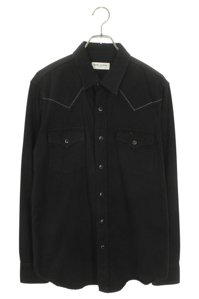 サンローランパリ サイズ:M  18AW  531727 YA778 エンブロイダリーウエスタン長袖シャツ 中古 BS99