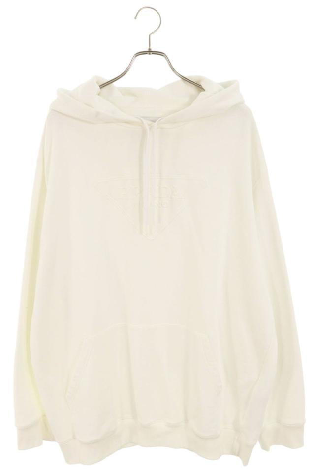 プラダ サイズ:L  21SS  UJL185 S211 1ZX4 ロゴプレートデザインオーバーサイズパーカー 中古 SB01