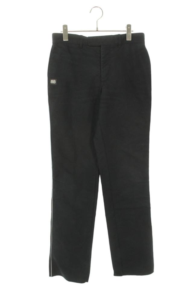 バレンシアガ サイズ:36  492082 TTD06 BBロゴサイドラインコットンロングパンツ 中古 BS99