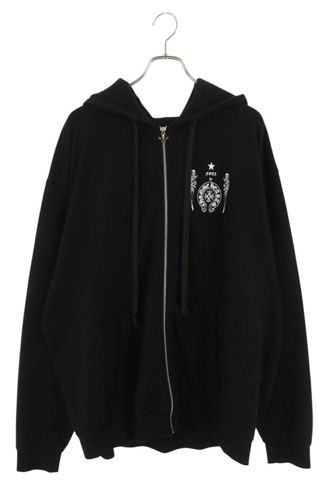 クロムハーツ サイズ:XXL  SWTSHRT HD ZIP FOTIナスカルバックプリントジップパーカー 中古 SJ02