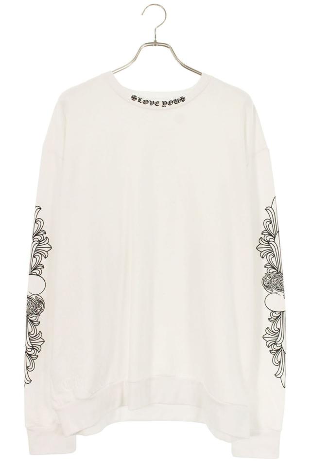 クロムハーツ サイズ:L  SWTSHRT PLVR 袖フローラルハートラブユースウェット 中古 GZ11