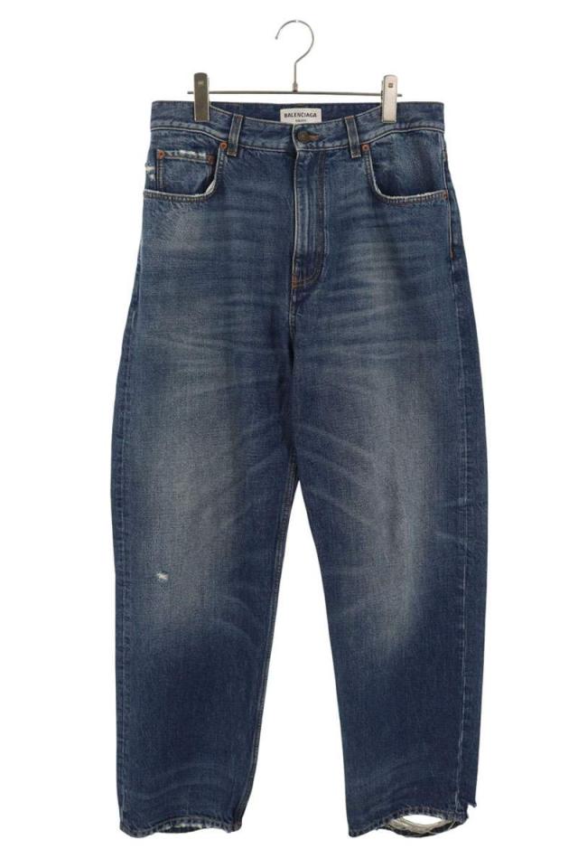 バレンシアガ サイズ:S  659999 TBP48 ダメージクラッシュ加工ストレートデニムパンツ 中古 OM10