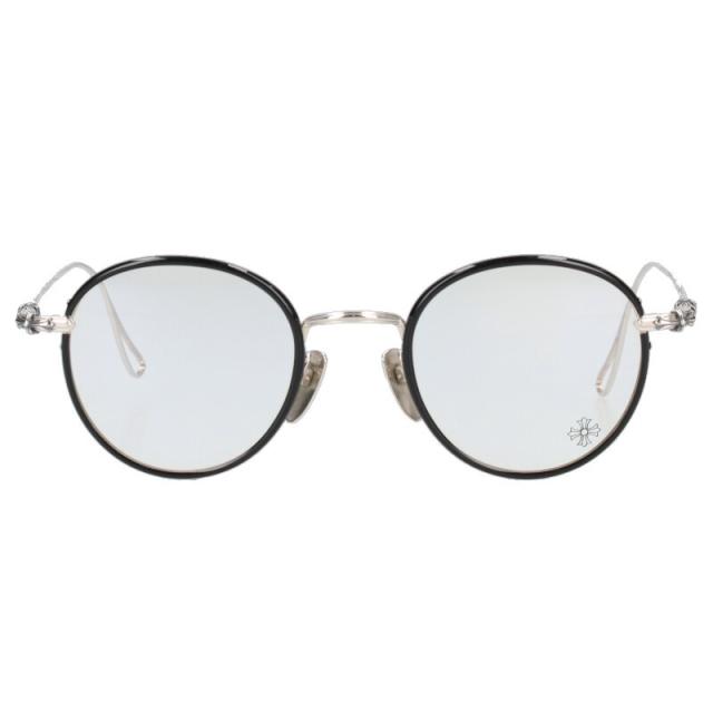 クロムハーツ サイズ:48□22-143  SINNERGASM クロステンプルメタルフレームラウンド眼鏡 中古 NO05