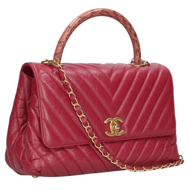 シャネル サイズ:29  ココハンドル29 シェブロン エイジドカーフスキン パイソンハンドバッグ 中古 SB01