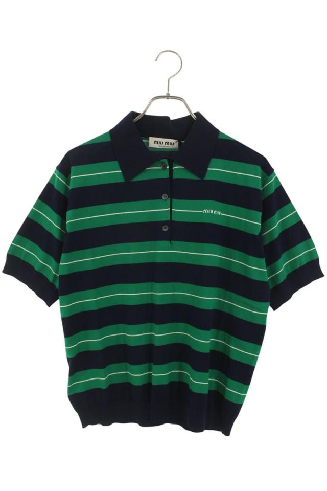 ミュウミュウ サイズ:40  25AW  MMLB33 コットン ニット半袖ポロシャツ 新古品 SB01