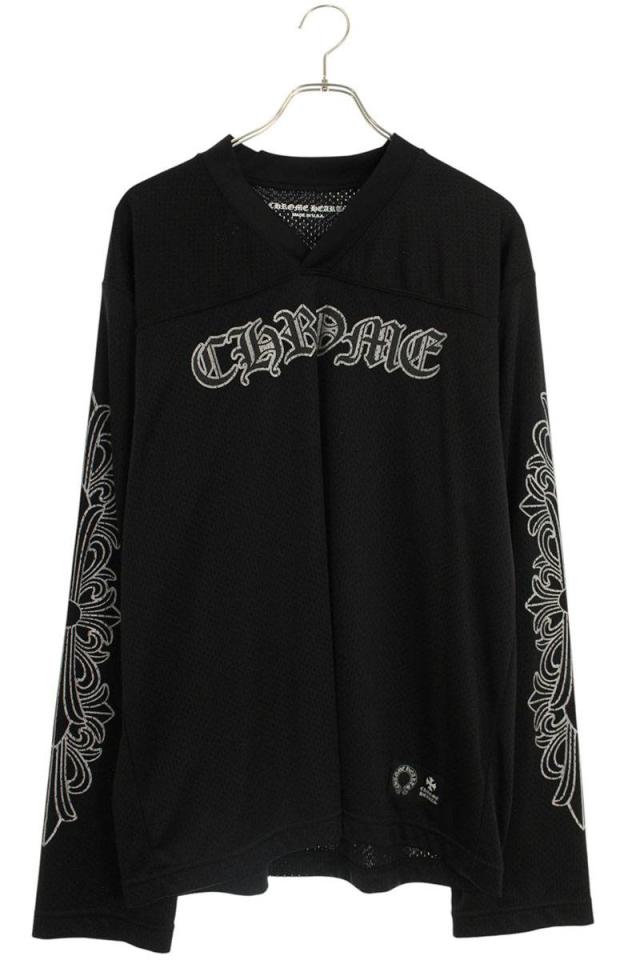 クロムハーツ サイズ:M  MESH WARM UP JERSEY CHプリントメッシュ長袖カットソー 中古 SJ02