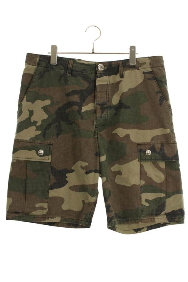 クロムハーツ サイズ:34インチ Devil Dog Shorts クロスボールボタンカモフラハーフパンツ 中古 OK15
