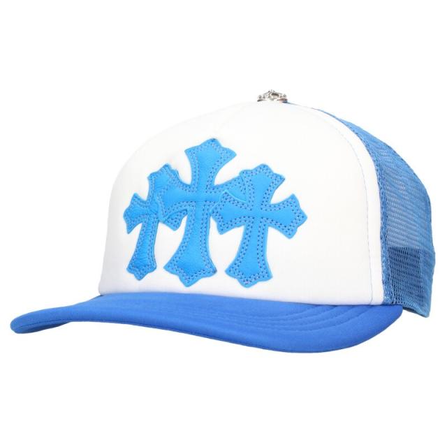 クロムハーツ   TRUCKER CAP トラッカーキャップ 3セメタリーレザーパッチメッシュキャップ帽子 中古 SJ02 クロムハーツ TRUCKER CAP 3セメタリーレザーパッチメッシュキャップ