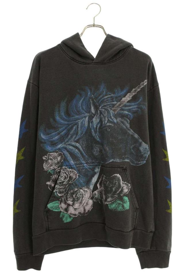 バスケットケースギャラリー サイズ:M Unicorn hoodie ユニコーンプリントプルオーバーパーカー 中古 BS55