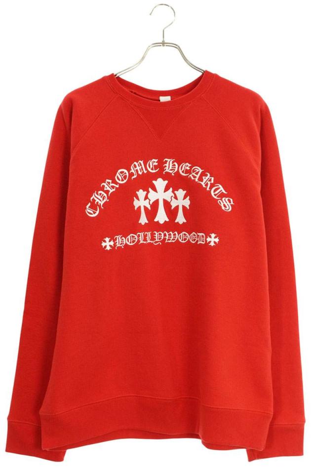 クロムハーツ サイズ:XL  U SAILIN ON CREW ラベル付きトリプルクロスロゴ刺繍スウェット 中古 SJ02