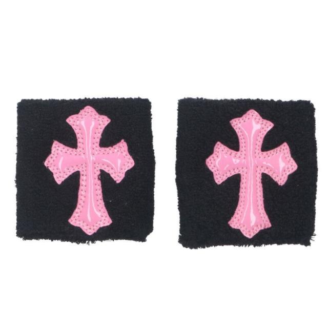 クロムハーツ   SWEATBAND WRIST エナメルクロスパッチリストバンド 中古 OK15