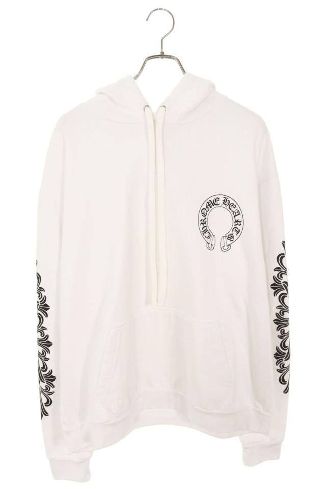 クロムハーツ サイズ:L  SWTSHRT PLVR 袖フローラルバックホースシュープリントパーカー 中古 OK15