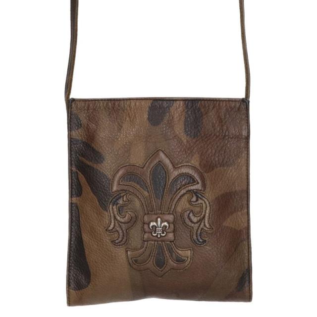 クロムハーツ   SQ PKT BS FLUER スクエアポケット BSフレアパッチ付きレザーショルダーバッグ 中古 SS07