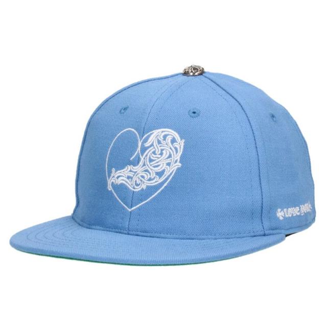 クロムハーツ サイズ:7.375  FITTED WOOL ACRYLIC SERGE ハート刺繍クロスボタンキャップ 中古 SS07