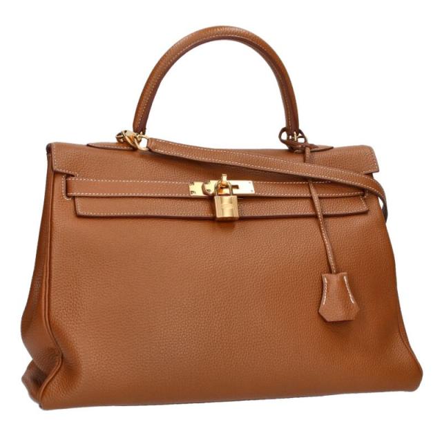 エルメス サイズ:35  ケリー35 A刻印 G金具 ナチュラル トゴ ハンドバッグ 中古 SB01