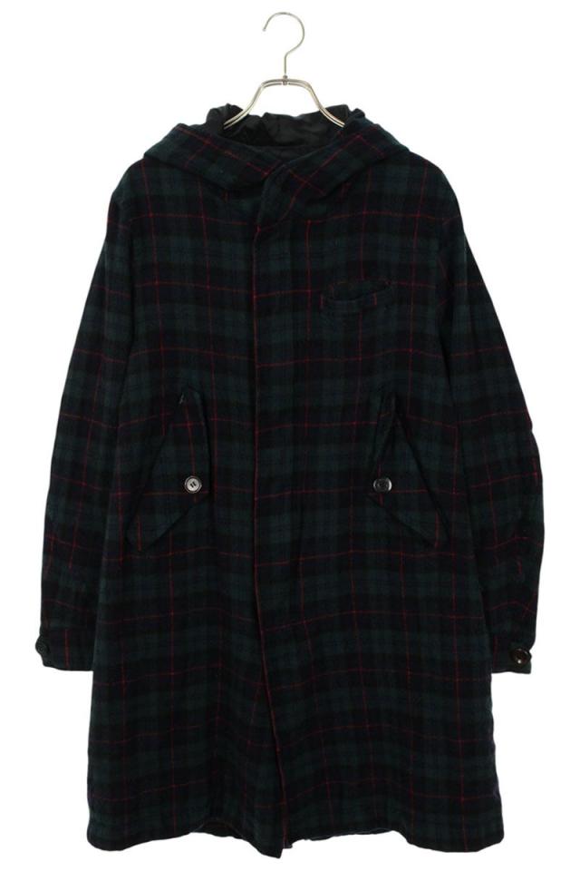 アンダーカバイズム サイズ:2  N4306-2 チェック柄縮絨モッズコート 中古 BS99