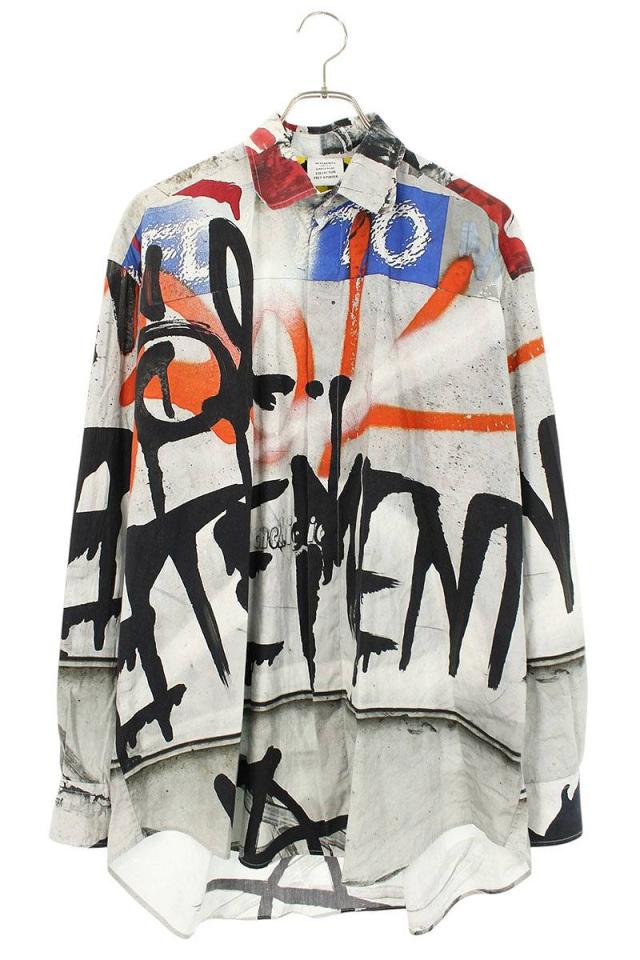 ヴェトモン サイズ:XS  23AW  UE54SH340G オーバーサイズグラフティプリント長袖シャツ 中古 OM10