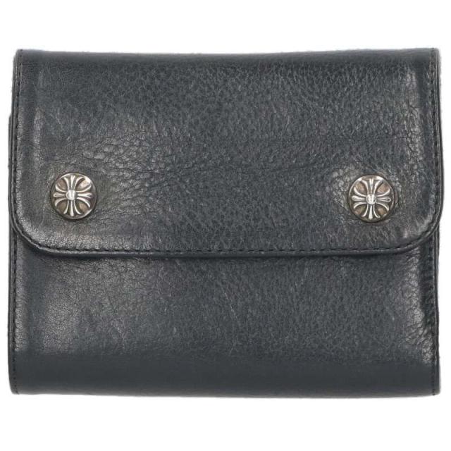 クロムハーツ   WAVE MINI ウェーブミニ クロスボールボタンレザーウォレット財布 中古 NO05