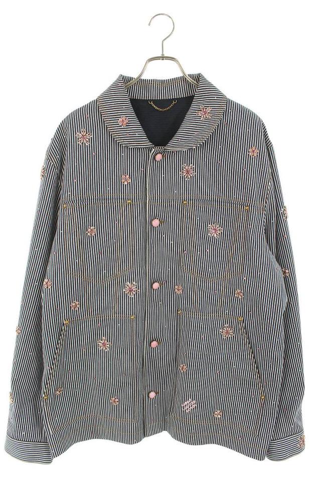 ルイヴィトン サイズ:56  25AW  RM252M WIP HTA79W ストーン装飾ヒッコリーワークデニムジャケット 中古 SS13