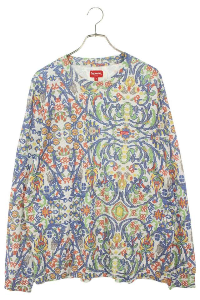 シュプリーム サイズ:M  23SS  Small Box L S Tee Tapestry タペストリー総柄スモールボックスロゴ長袖カットソー 中古 BS99