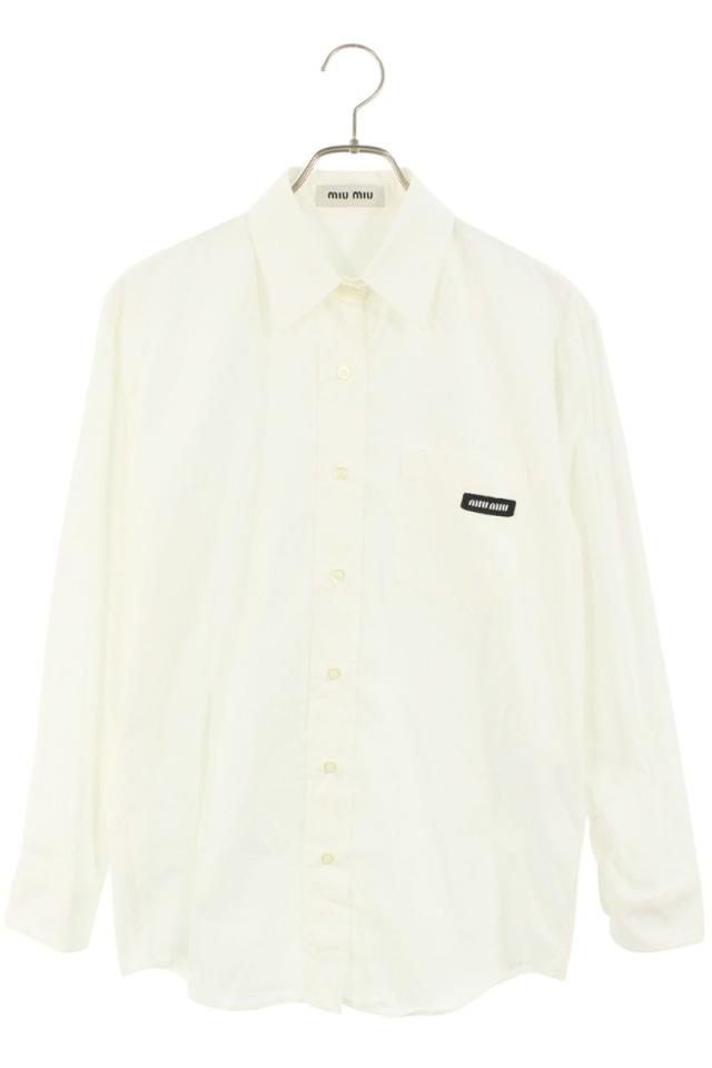 ミュウミュウ サイズ:38  DNA607 ロゴパッチ胸ポケット長袖シャツ 中古 SB01