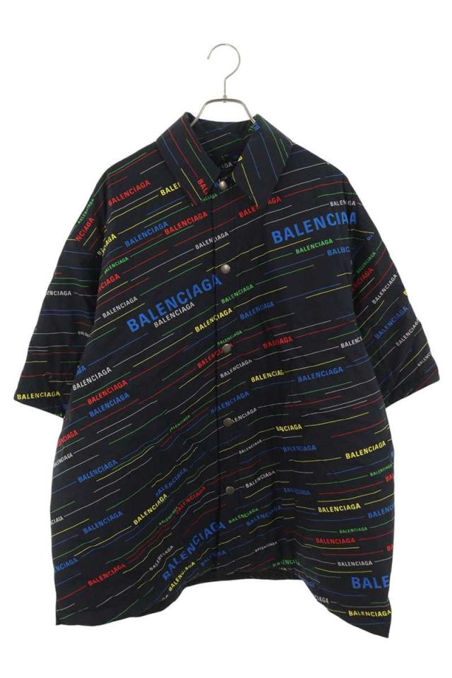 バレンシアガ サイズ:42  556237 TDL54 ロゴプリント中綿半袖シャツ 中古 BS99