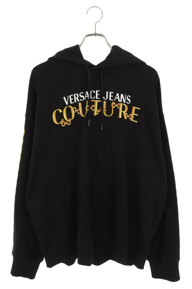 ヴェルサーチェジーンズ サイズ:XL  75GAIF01 ロゴプリントプルオーバーパーカー 中古 BS99