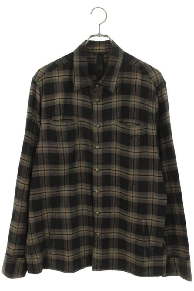 クロムハーツ サイズ:L（JVP）  LOOSEENDS LS CHECK ルーズエンド クロスパッチ付チェック長袖シャツ 中古 FK04
