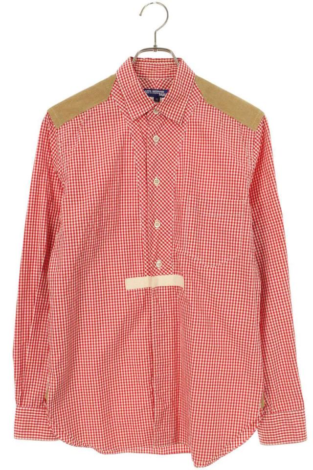 コムデギャルソンジュンヤワタナベマン サイズ:XS  11AW  WH-B051 AD2011コーデュロイ切替ギンガムチェック長袖シャツ 中古 BS99