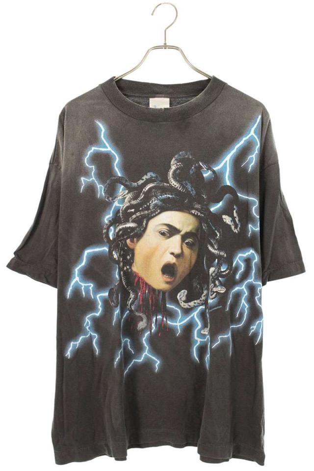 セントマイケル サイズ:XL  SM-YS1-0000-0002 ヴィンテージ加工メデューサプリントTシャツ 中古 SB01