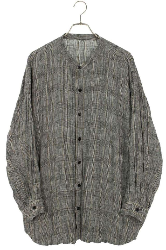 ジョセフオム サイズ:50 チェック柄プリーツリネン長袖シャツ 中古 BS99