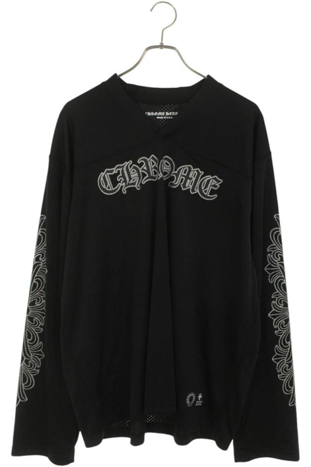 クロムハーツ サイズ:L  MESH WARM UP JERSEY CHプリントメッシュ長袖カットソー 中古 SS07