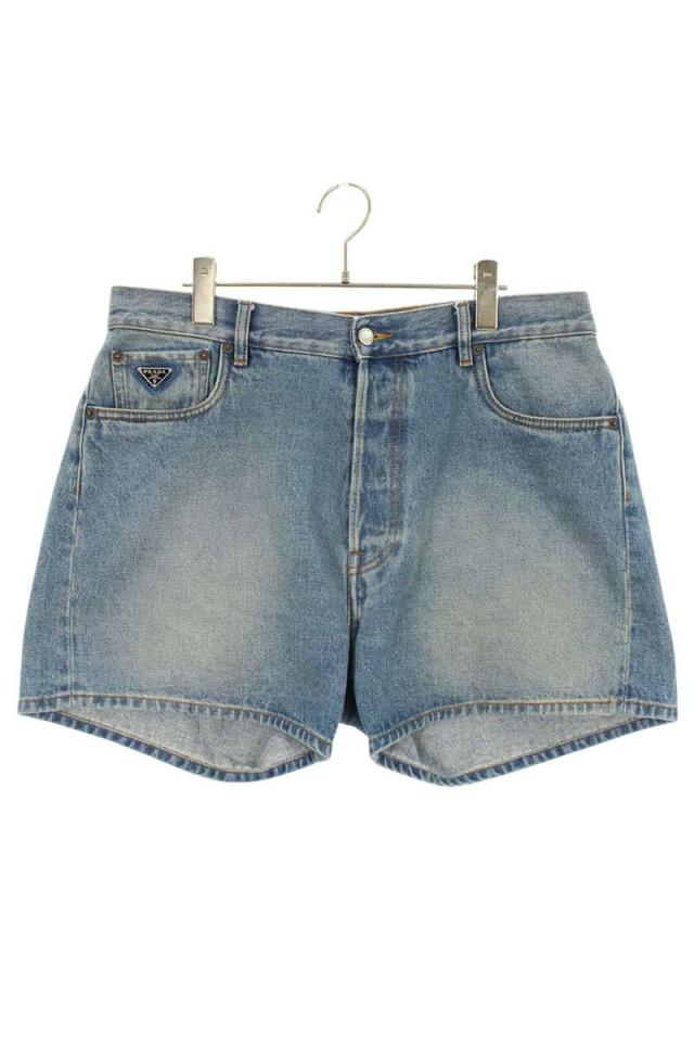 プラダ サイズ:33インチ  GEP350 ロゴプレートデニムショーツ 中古 SB01