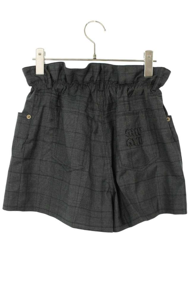ミュウミュウ サイズ:40  MP1526 ロゴ刺繍ギンガムチェックショーツ 中古 SB01 ミュウミュウ サイズ:40 MP1526 ロゴ刺繍ギンガムチェックショーツ