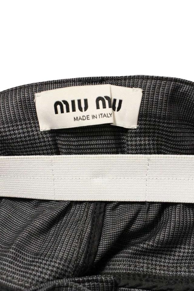 ミュウミュウ サイズ:40 MP1526 ロゴ刺繍ギンガムチェックショーツ